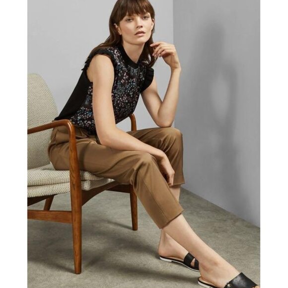 Ted Baker Letino Hazel-Print Contrast Top / Ted 3 / US 8 / Black Sleeveless - Picture 4 of 11